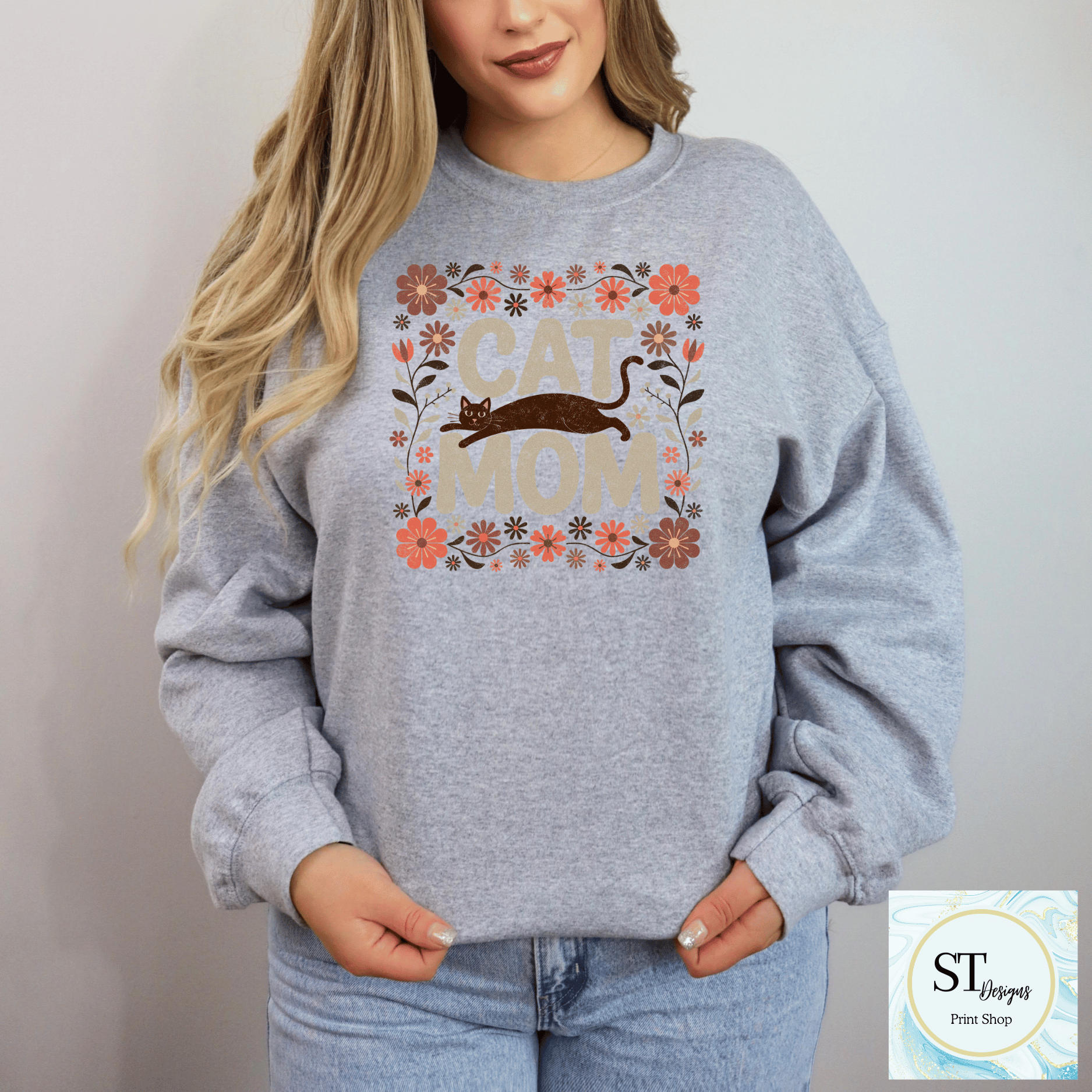 Cat Mom Floral Cat Lover