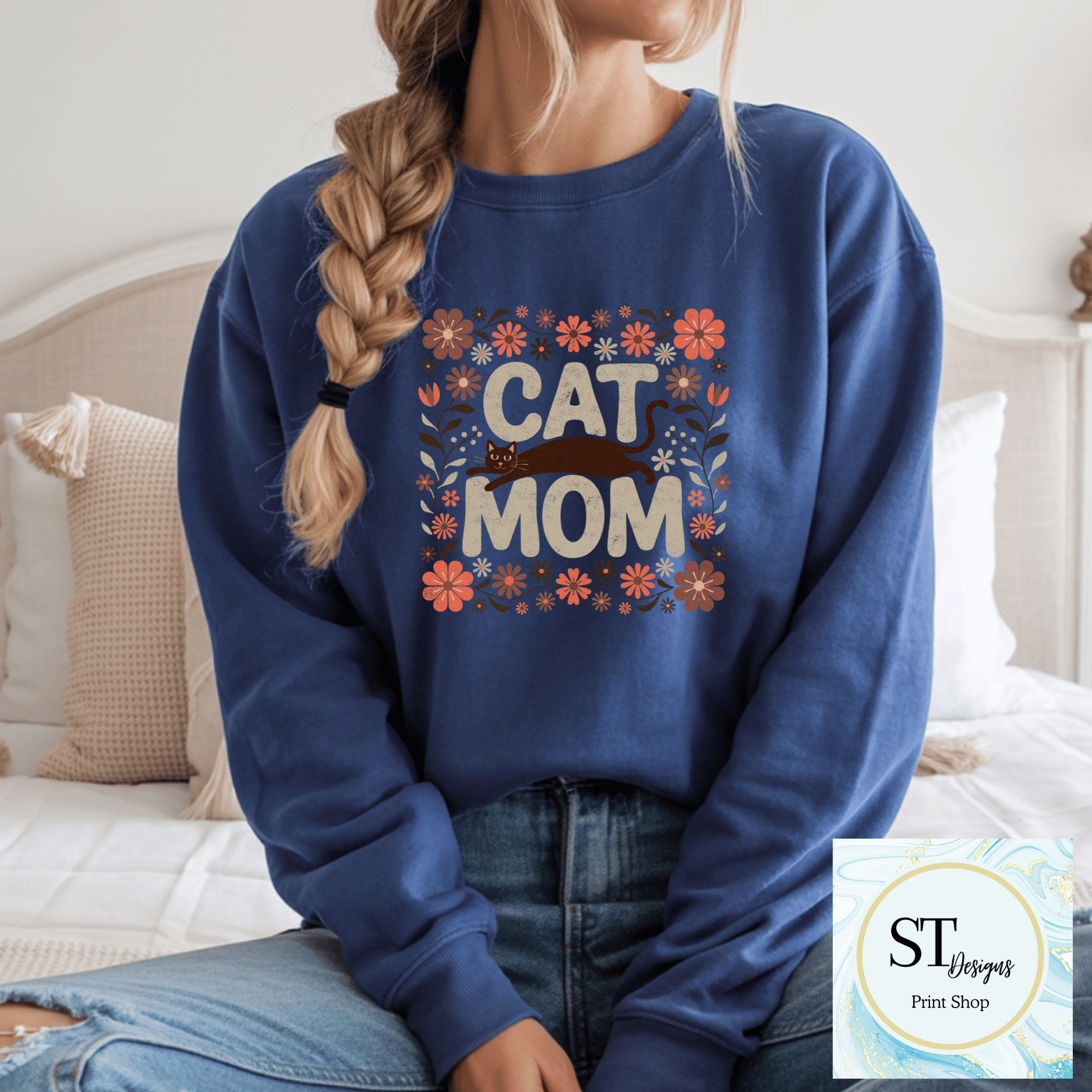 Cat Mom Floral Cat Lover