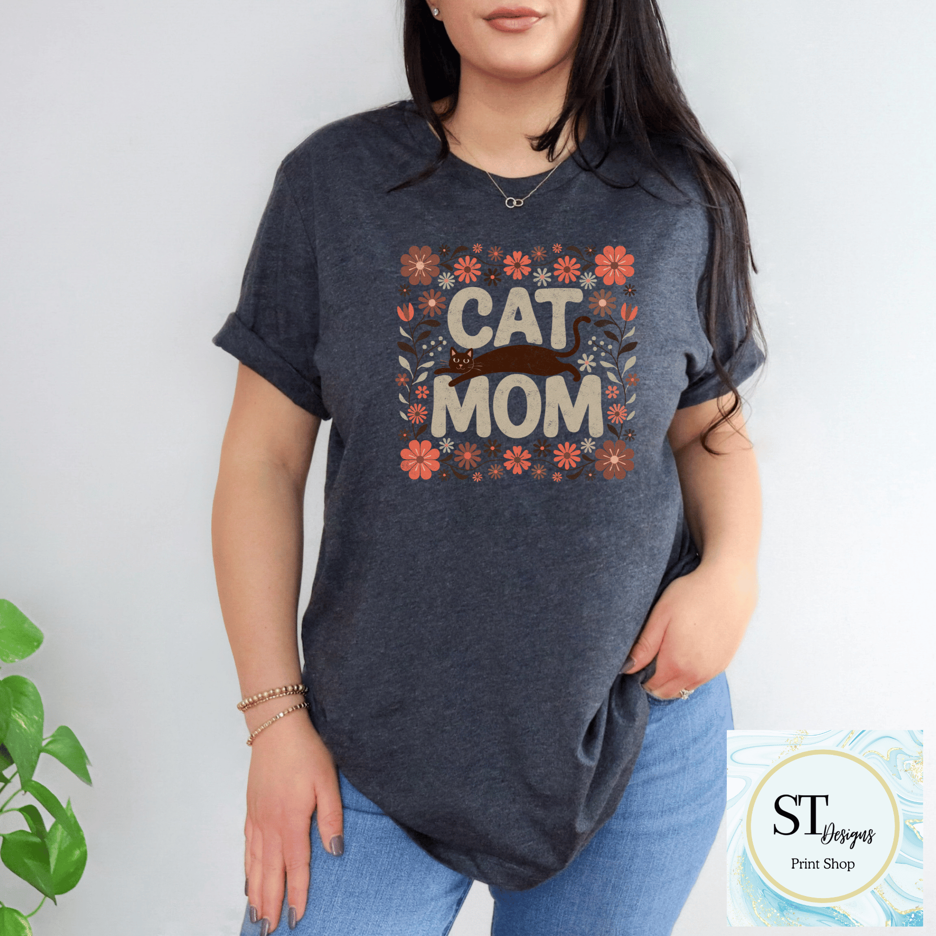 Cat Mom Floral Cat Lover