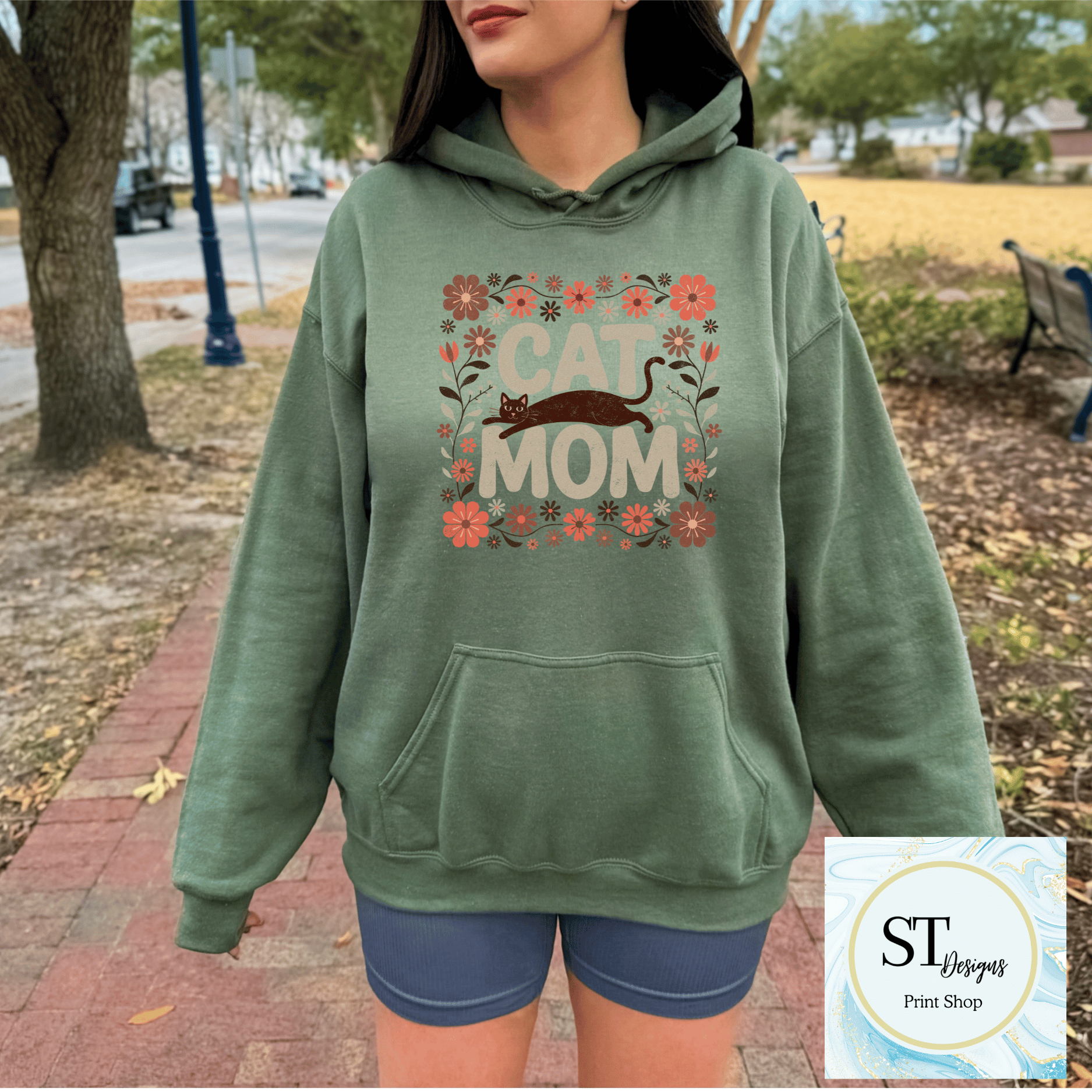 Cat Mom Floral Cat Lover
