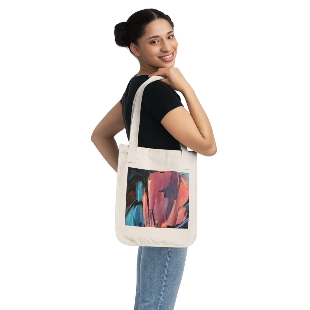 Organic Canvas Tote Bag with 'Colorscape' Abstract I Original Artwork by American Artist Barbara Cleary