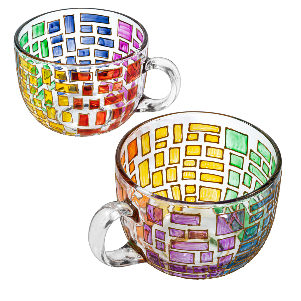 Renaissance Stained Glass Coffee Cup Mug Set Of 2 By Festive Colorful Coffee Cups St