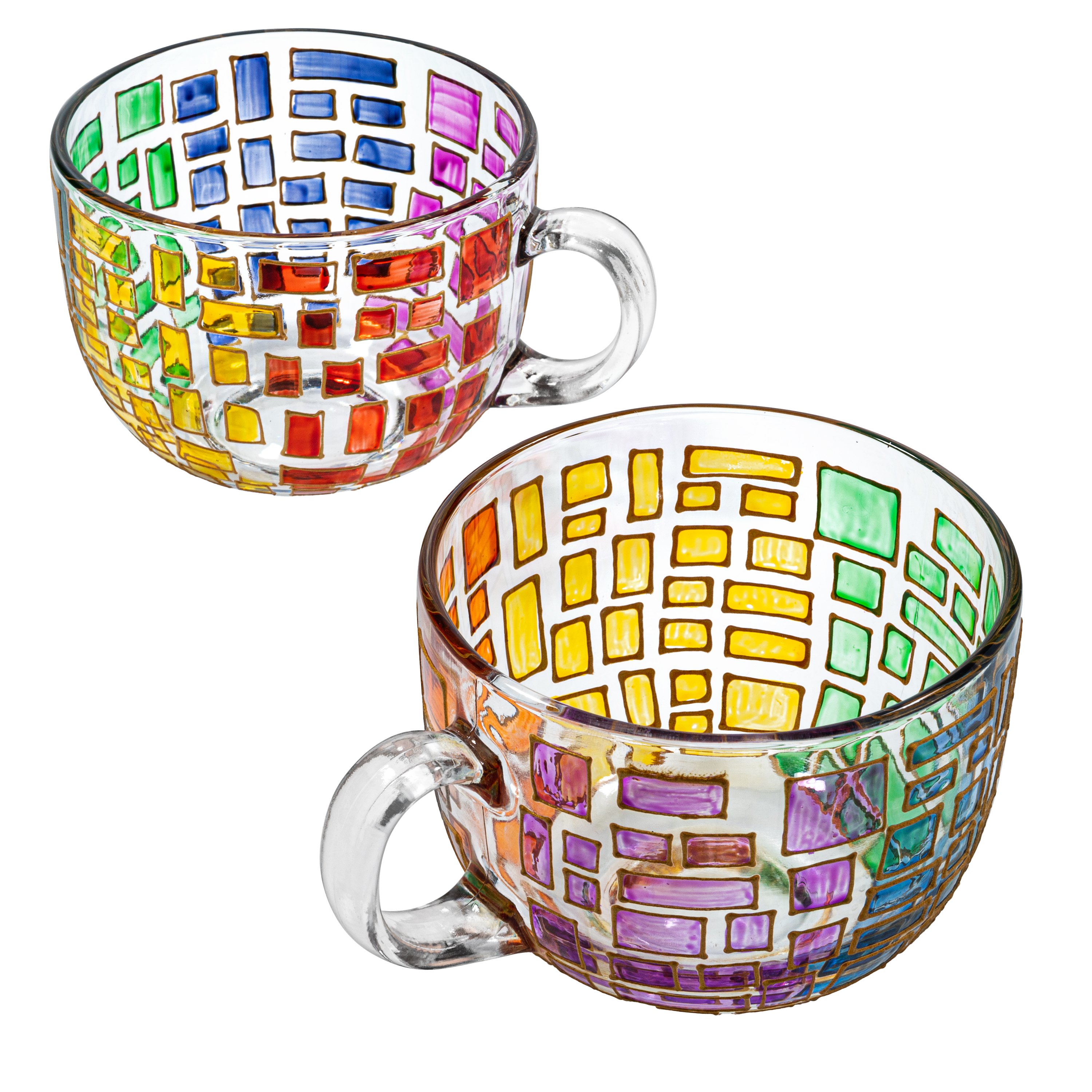 Renaissance Stained Glass Coffee Cup Mug Set Of 2 By Festive Colorful Coffee Cups St