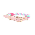 Luxe Royal Leather Rope Collar - Cotton Candy