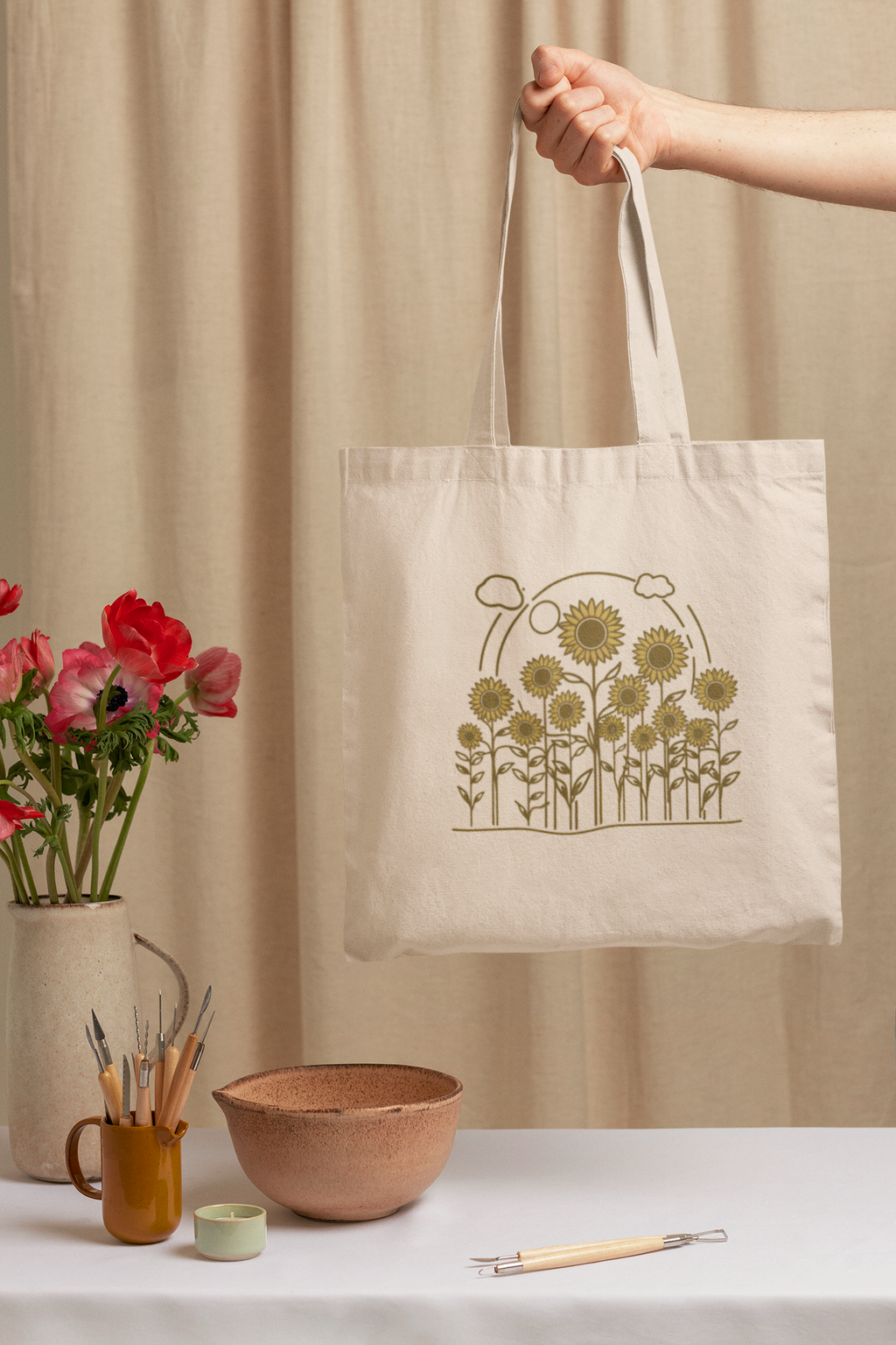 Vintage Sunflower Canvas Tote Bag