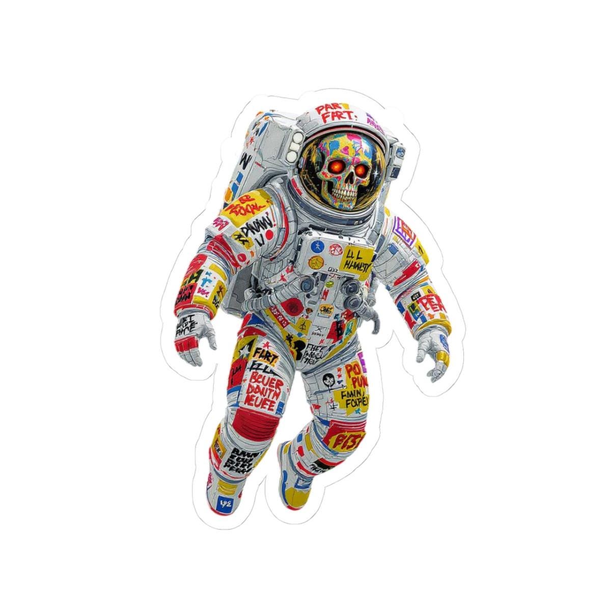 ColorFlow | Urban Graffiti Skull Astronaut Sticker | Bold Space Streetwear Vinyl Decal for Rebels