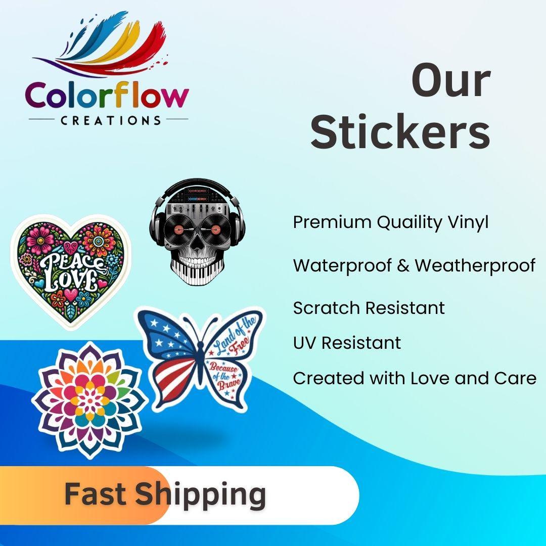 Summer Vibes Sticker: Retro Rainbow Beach Palm Tree Vinyl Decal