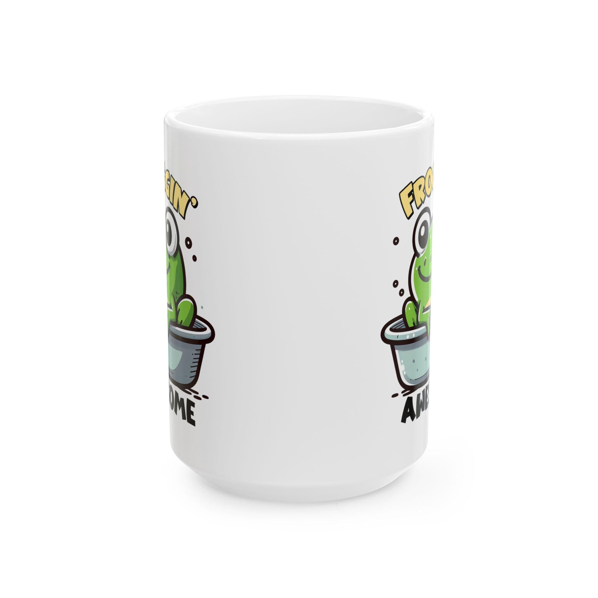 ColorFlow | Froggin Funny Frog Coffee Mug | Cute Animal Humor Cup | 15oz Ceramic Mug | Gift for Frog Lovers & Coffee Fans