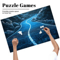 ColorFlow | Blue Path Into the Unknown Wooden Jigsaw Puzzle Surreal Journey Art Puzzle