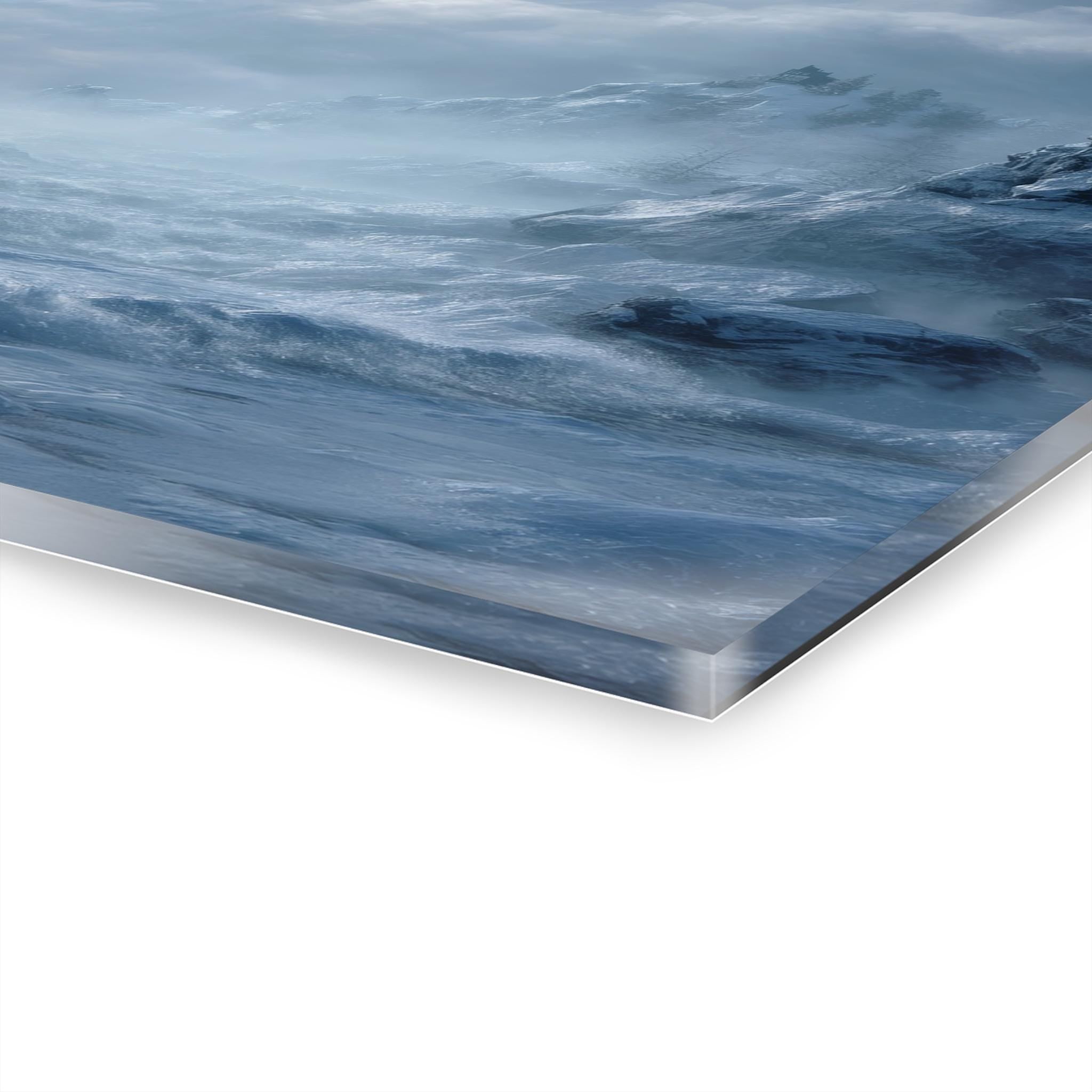 ColorFlow | Frozen Cliffside Coast Metal Wall Art | Arctic Ocean Storm Decor | Dramatic Winter Landscape Wall Accent