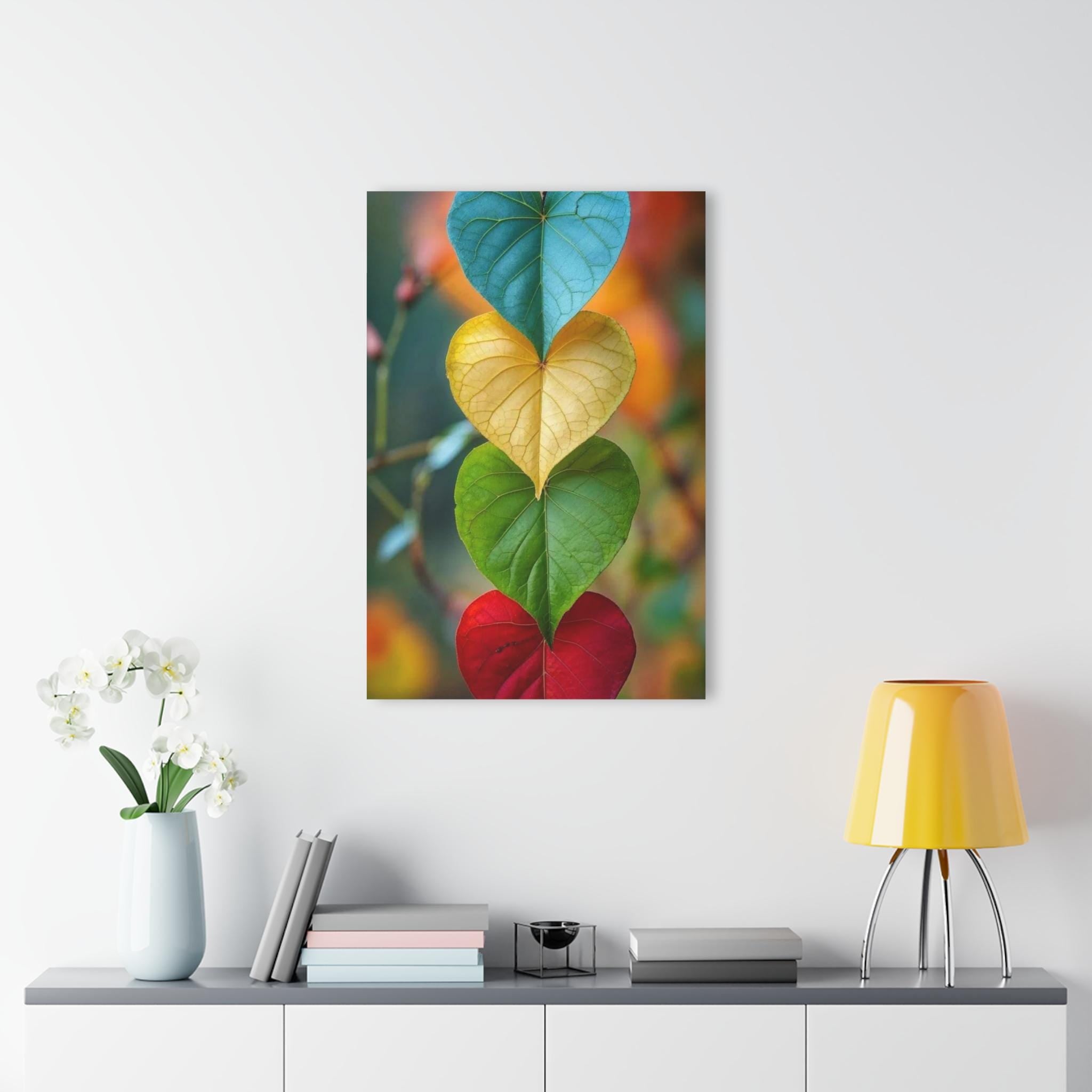 ColorFlow | Color Heart Leaves Metal Art Print | Nature Love Artwork | Botanical Decor | Zen Decor | Aesthetic Art